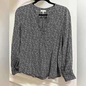 Jolie Silk Navy and White Blouse